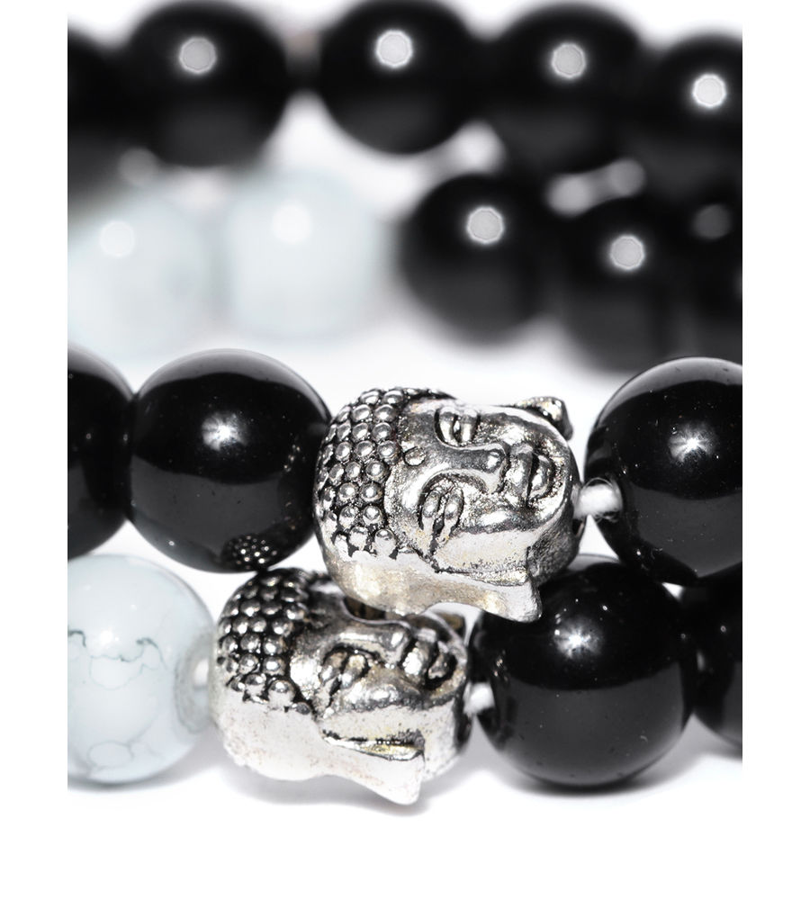 YouBella Set of 2 Beaded Lord Buddha Motif Elasticated Bracelets